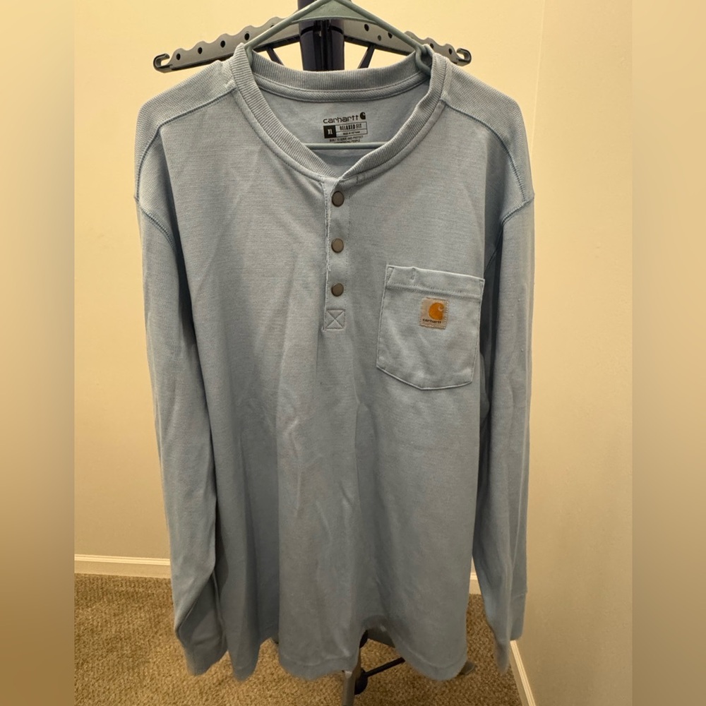 Carhartt Men's relaxed Fit Heavyweight Long-Sleeve Hly Shirt light blue size XL